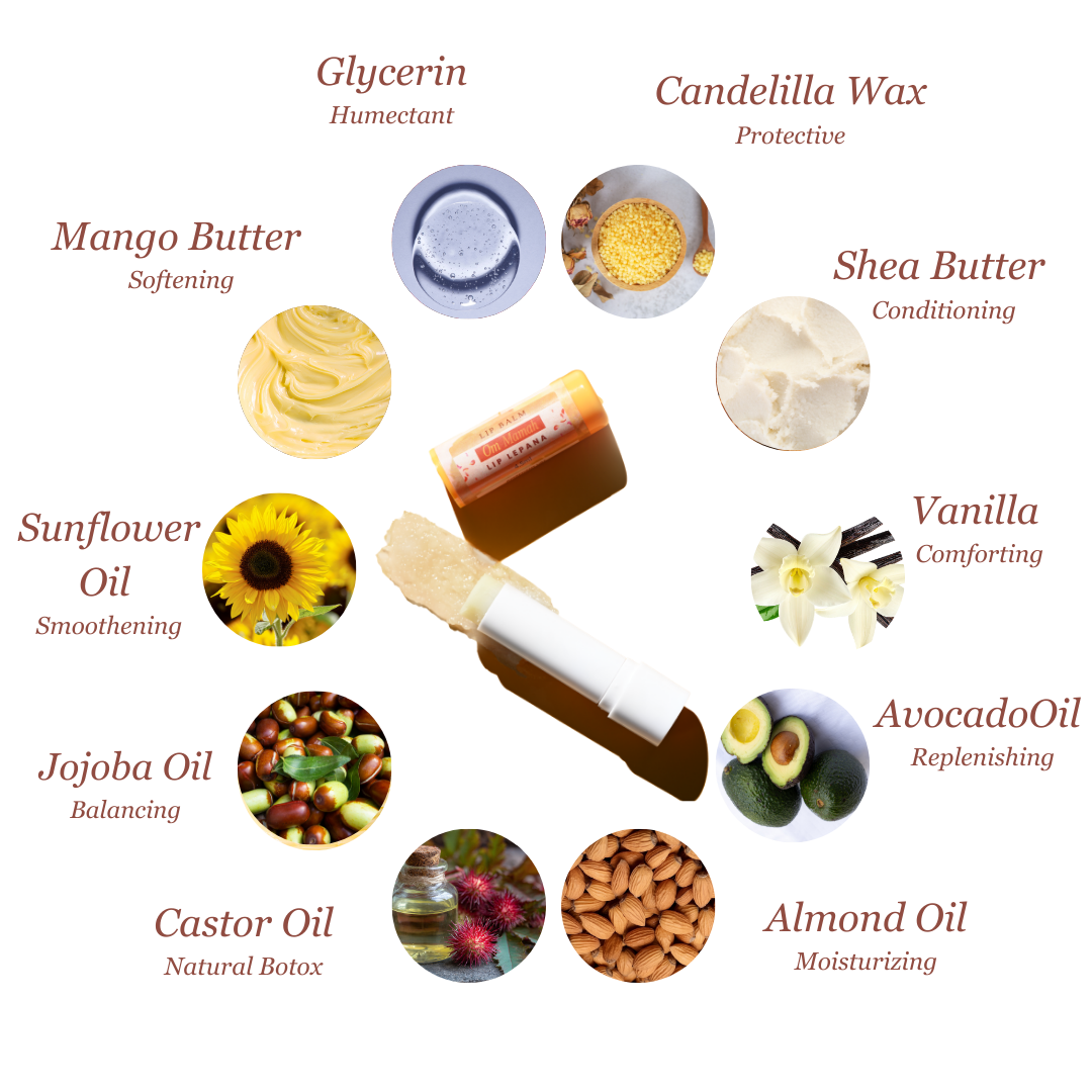 Ultra Hydrating Clean Vegan Lip Balm Kid Friendly Lip Balm with Mango Butter Shea Butter Almond Oil Avocado Oil Castor Oil for Soft Supple Lips
